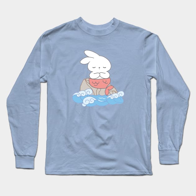 Cute Bunny relaxing in the beach Long Sleeve T-Shirt by LoppiTokki